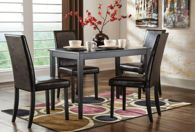 Kimonte Rectangular Dining Table w/4 Dark Brown Chairs